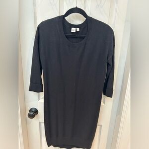 GAP Black Crewneck Knit Dress with Cuffed Sleeves
